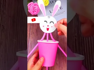 How to make easy rabbit ???? with paper cup. art and craft. easy game making with paper cup. #shorts