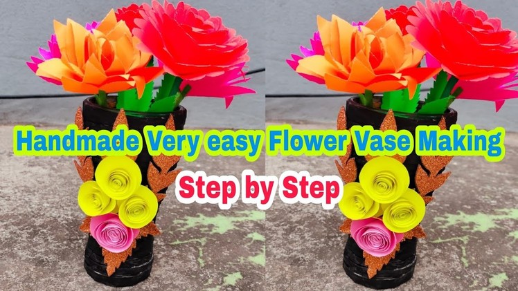 How to make flower vase from glass and paper craft. DYE Very Easy Flower Vase. Handmade Flower Vase