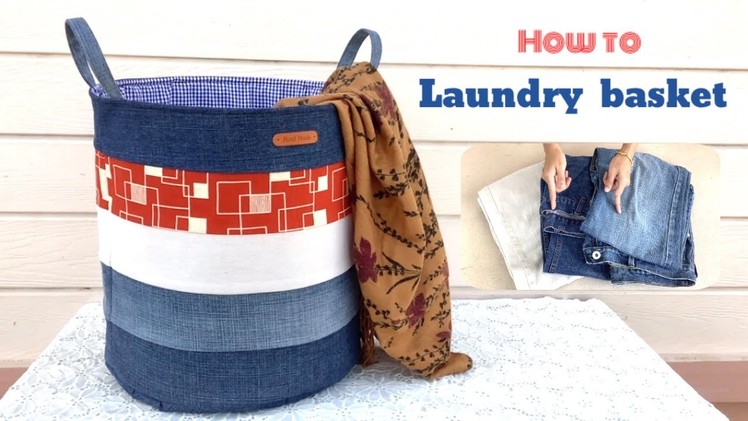 How to sew a denim laundry basket tutorial, free pattern a denim laundry basket, denim ideas.