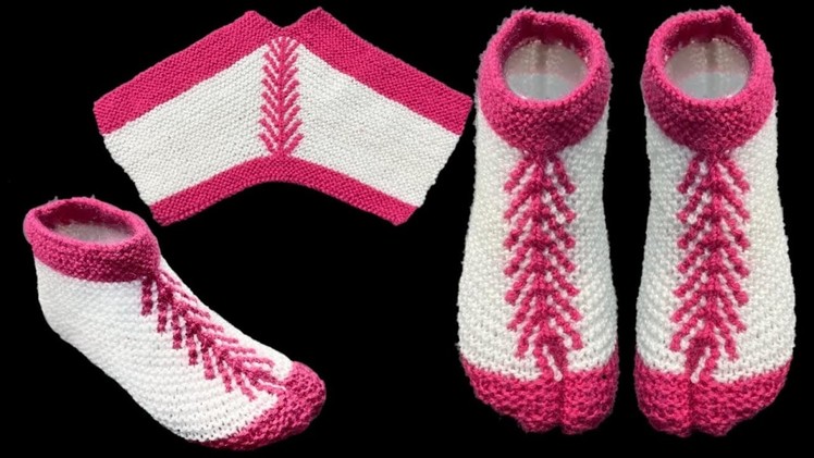 New Knitting Pattern For Ladies Socks.Shoes.Jutti.Jurab.Anguthe Wali Designer Socks # 187