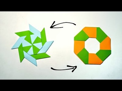 Origami Transforming Ninja Star no glue no tape || How to Make a Transforming Ninja Shuriken DIY
