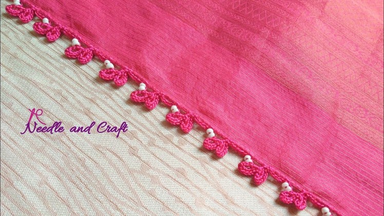 Quick, Easy & Simple krosha saree kuchu design for beginners | Full saree in 2 hrs | Crochet design