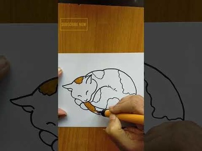 Sleeping Cat Easy Drawings Tutorials | How To Draw A Sleeping Cat Easy | Easy drawing idea #shorts