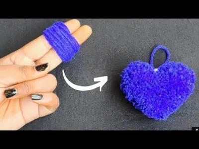 Super Easy Pom pom Heart making with finger |Ullan thread craft work |Ullan craft ideas |Craft ideas