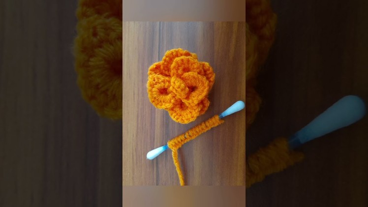 Unique Rose flower making idea with cotton buds#Shorts