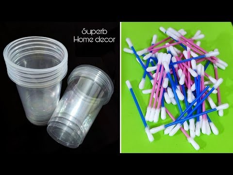 3 Amazing Home Decor Ideas using Plastic Glass and Cotton earbud - Best out of waste - DIY Crafts