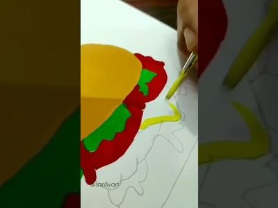 ????????Burger???????? l Easy Painting ????️???? l Food Illustration l #acrylicpainting #art #gouachepainting #burger