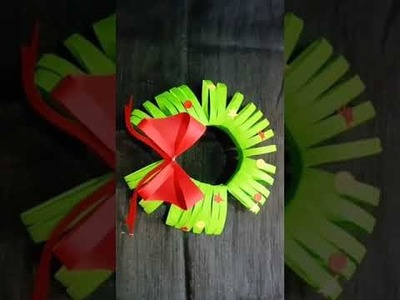 Christmas Paper Wreath making idea.Christmas special paper craft.YouTube shorts.Christmas decoration