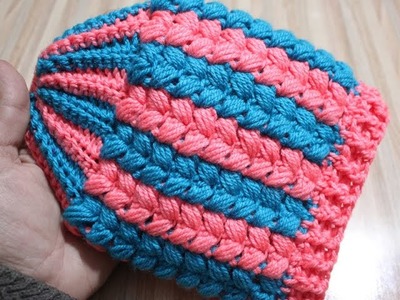 Crochet Baby Hat.Beautiful Crochet Puff Stitching Cap tutorial.Handmade Crocheted Baby Woollen Hat