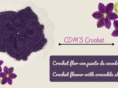 Crochet flor con punto de cocodrilo. Crochet flower with crocodile stitch