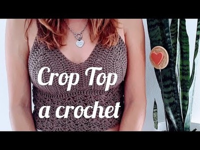 Crop Top a Crochet Chocolate. top corto a crochet. Top a crochet paso a paso en español.