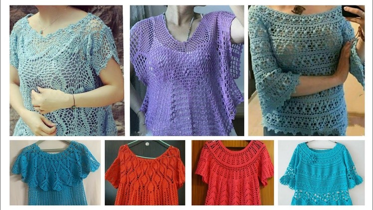 Designers Stylish hand knitted Fancy Cotton Crochet Pineapple pattern Beggie Top blouse for Women????
