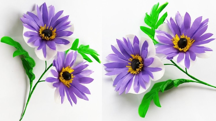DIY Bunga hias dari plastik kresek TANPA SETRIKA | Flowers craft from plastic bag without ironing