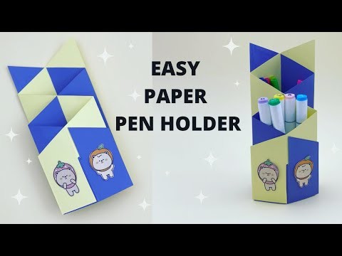 DIY EASY AND CUTE HOMEMADE PEN HOLDER.  Paper Pencil Stand. SCHOOL Supplies. Paper Pen Stand