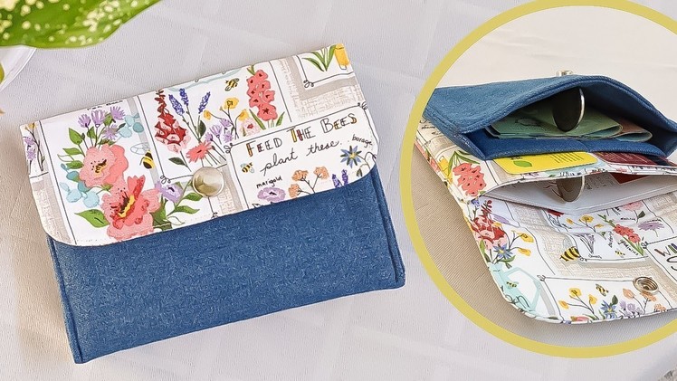 DIY Easy and Simple Denim and Floral Wallet with Card Slots | Old Jeans Idea | Wallet Tutorial