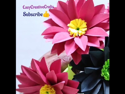 Easy Paper Flowers ???????? #easycreativecrafts #papercraft #paperflower #art #crafts #homedecor #flowers
