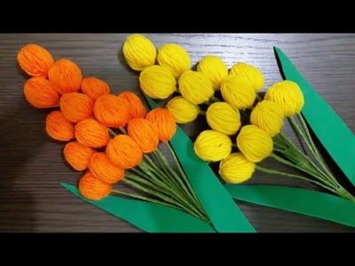 Flower Design Trick |Easy Flower Stitch Idea.Woolen Craft For Home Decoration