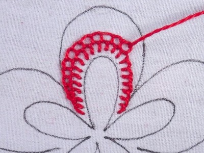 Hand embroidery elegant flower making needle work with honey comb stitch