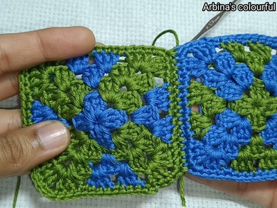 How to Attach Granny Squares in Crochet - 2 Different Types by @ARBINA'S COLOURFUL THREADS