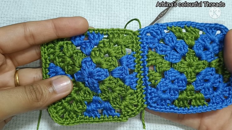 How to Attach Granny Squares in Crochet - 2 Different Types by @ARBINA'S COLOURFUL THREADS
