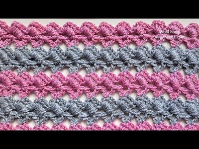 How to Crochet Square and V Stitch Pattern Tutorial - Easy Stitches for a Scarf, Sweater, Blanket. 