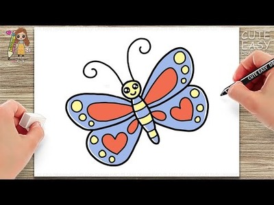 How to Draw a Cute Butterfly Easy | Cómo dibujar una linda mariposa fácil