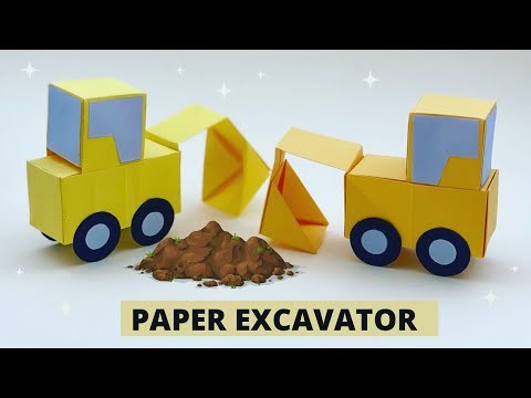How To Make Paper Toy EXCAVATOR For Kids. Nursery Craft Ideas. Paper Craft Easy. KIDS crafts.toy