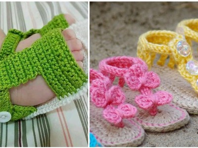 Loveliest baby Crochet foot wear collection. #crochet baby sandlas ideas