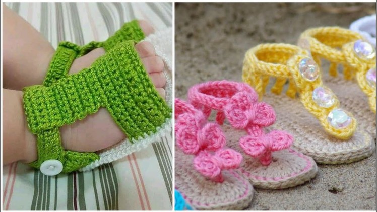 Loveliest baby Crochet foot wear collection. #crochet baby sandlas ideas