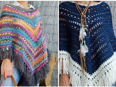 Most wearing and top trendy collection of crochet women poncho design.