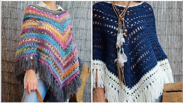 Most wearing and top trendy collection of crochet women poncho design.