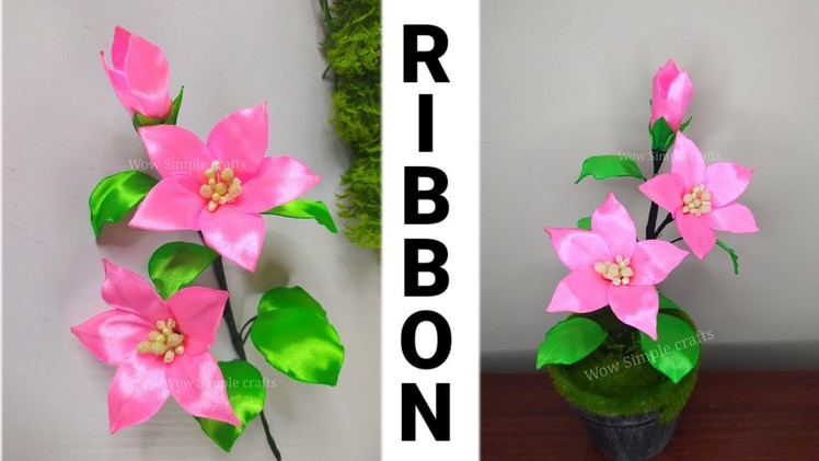 Ribbon flowers|Flower making|How to make Ribbon Crafts|Ribbon Craft Ideas|#SatinRibbon