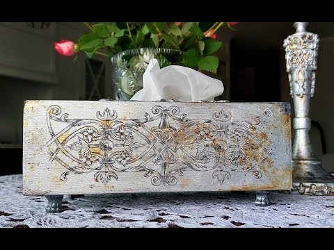 Sgraffito table decoration - part 1 #old silver imitation #DIY tutorial #silver handkerchief box