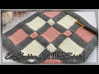 Very Beautiful Tunusian Crochet Knit Model -6-Tutorial.Çok Güzel Tunus İşi Örgü Modeli Yapımı