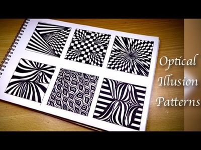 6 Easy Optical illusion designs.drawings.abstract patterns.zentangle patterns for beginners
