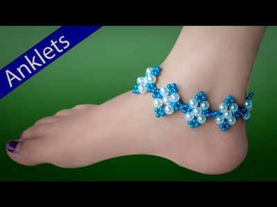 Beads anklet making at home - jewellery making - pearl anklets