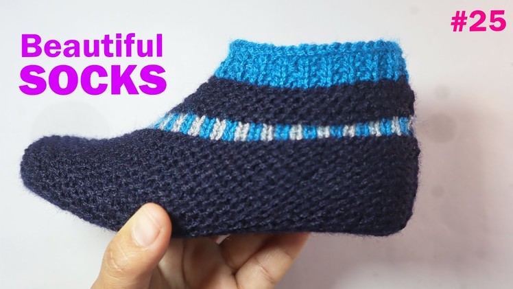 Beautiful Hand Knitting Woolen Socks Design | How to Knit Socks | Moja Bunne Tarika Nepali Ma