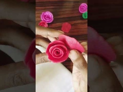 Clay rose…!clay rose flower making easy tutorial #shorts