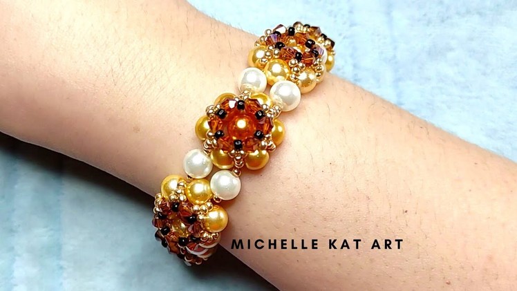 Crown beads bracelet, making bracelet with pearls & bicone