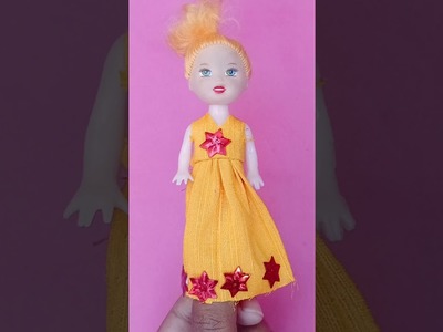 Diy beautiful Barbie dress # shorts # mini Barbie # doll K craft and doll