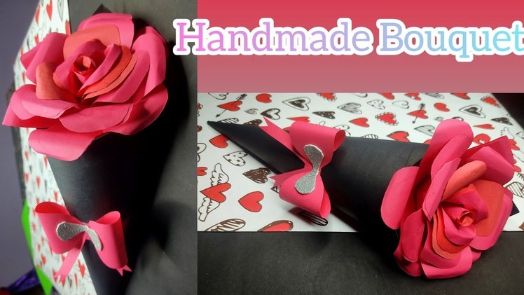 Diy paper flower bouquet.Birthday handmade gift ideas. flower bouquet making at homemade Easy craft