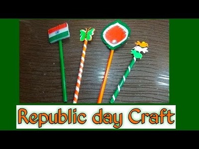 DIY Republic Day.Paper Craft.Pencil toppers.Independence Day Craft.Tricolor Craft.Republic Day Craft