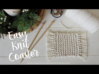 Easy BEGINNER KNIT COASTER. TUTORIAL. Beginner friendly. How to Knit