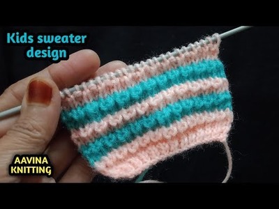 Easy Kids Sweater Design | Knitting Design #513 | Two Colour Pattern
