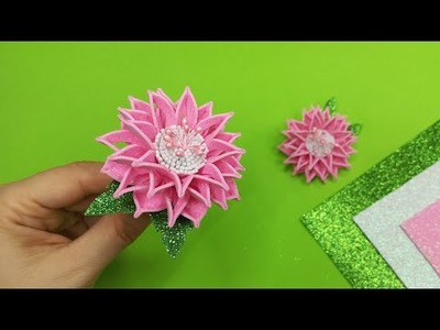 Foam Sheet Flower Step By Step. Foam flowers tutorial. DIY Glitter Foam sheet craft ideas. Foamy