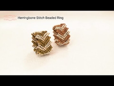 Herringbone Stitch Beaded Ring. Beads Jewelry Making. Beading Tutorials. Handmade.