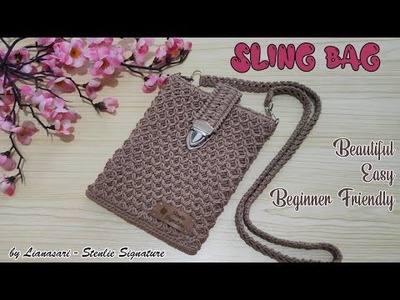 How to crochet Cell phone Bag - Sling Bag (Tas Rajut hp)