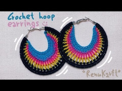 How to Crochet hoop earrings [C M Y K] - RenuKarft