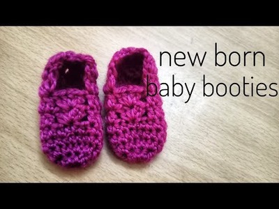 How to crochet new born baby booties   (0-3months) #39| DIY tutorial by Gitanjali's Tutorial