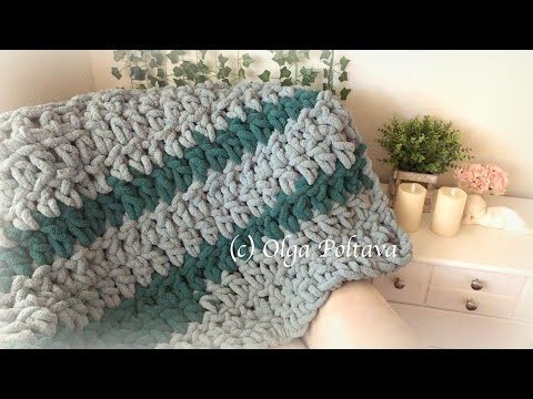 How to Crochet SUPER EASY Jumbo Blanket, Bernat Blanket Big Yarn, Crochet Video Tutorial